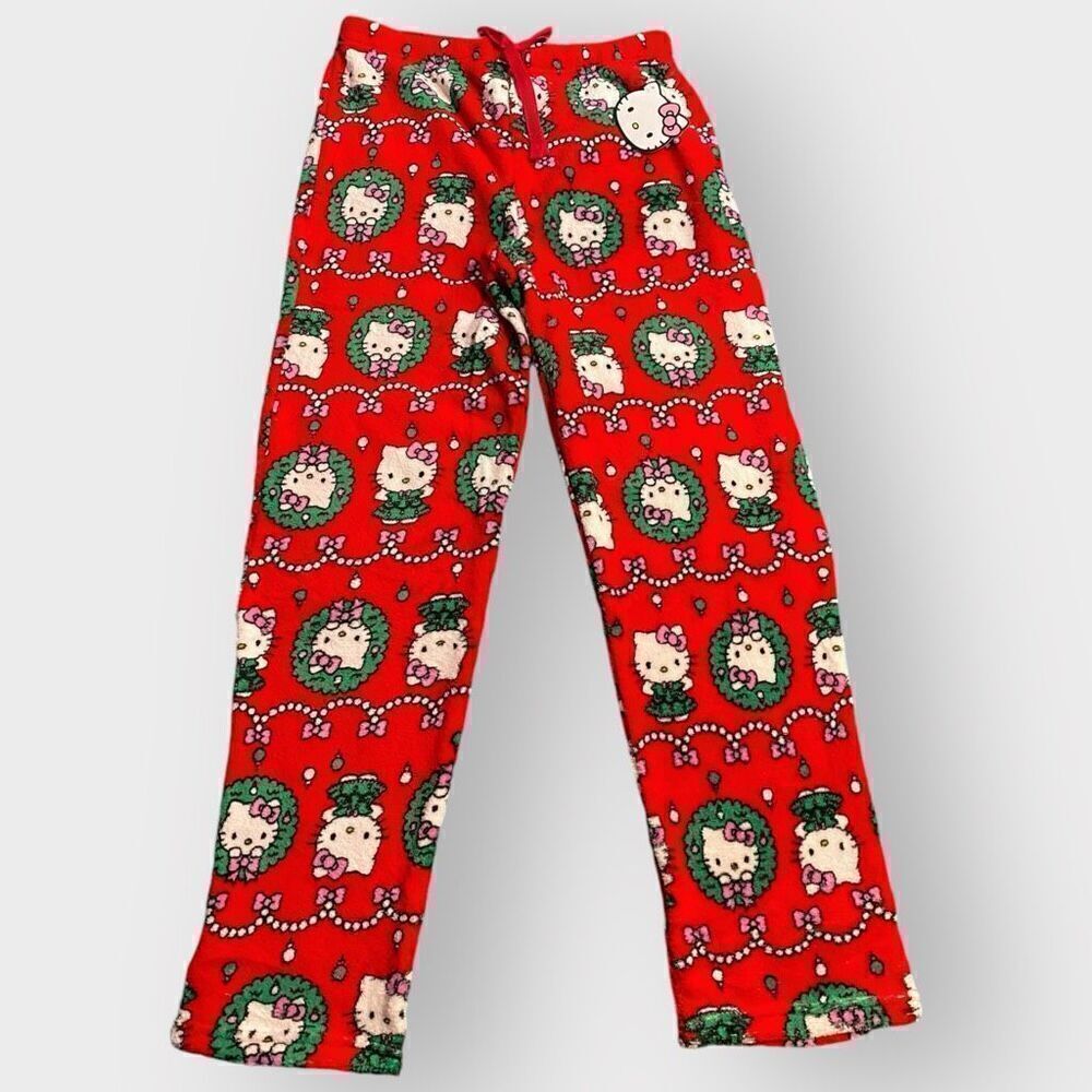 Hello Kitty “Christmas Wreath” Fuzzy Soft Touch Pajama Pants Womens size M New